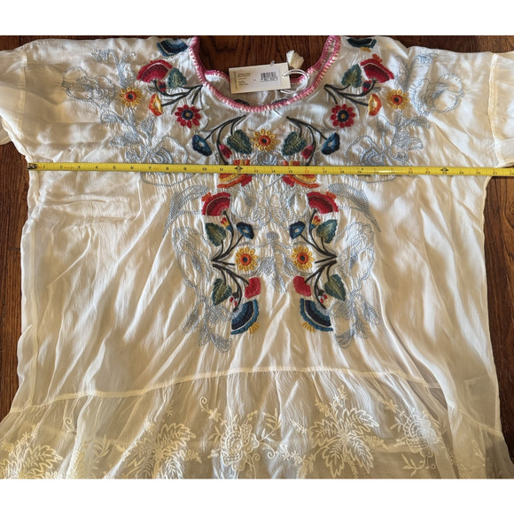 New Johnny Was Cherie Tunic Womens XXL 2X Sheer Floral Bohemian Boho Hippie Chic - Picture 15 of 16